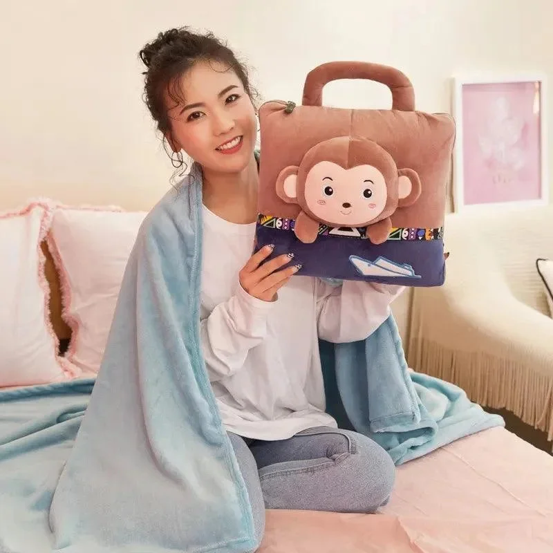 Soft Pillow Monkey Cushion & Blanket