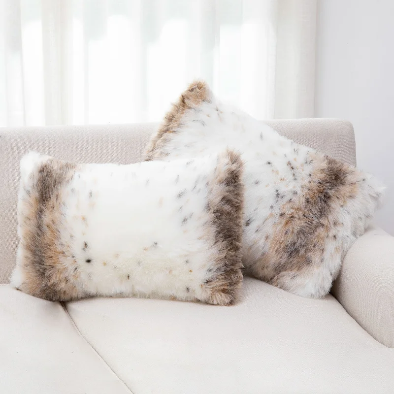 Cheer Collection Set of 2 Animal Fur Throw Pillows