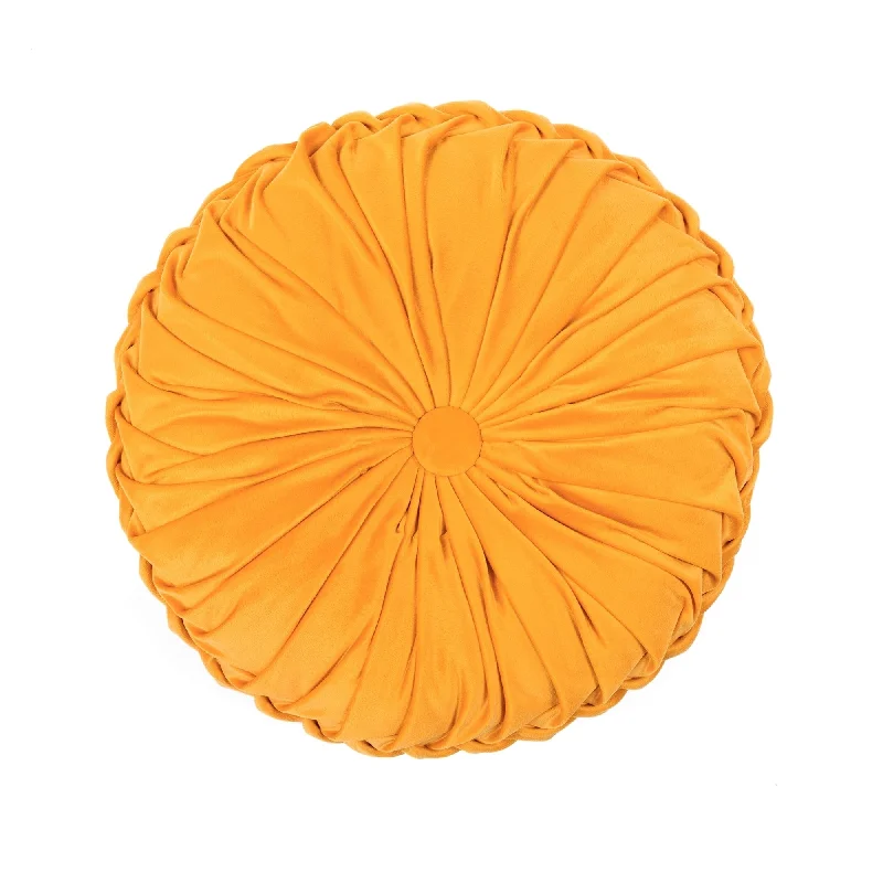 Lush Decor Pleated Soft Velvet Round Decorative Pillow