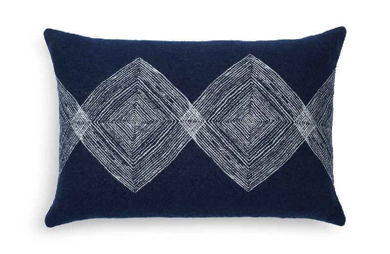 Navy Linear Diamonds Cushion Set