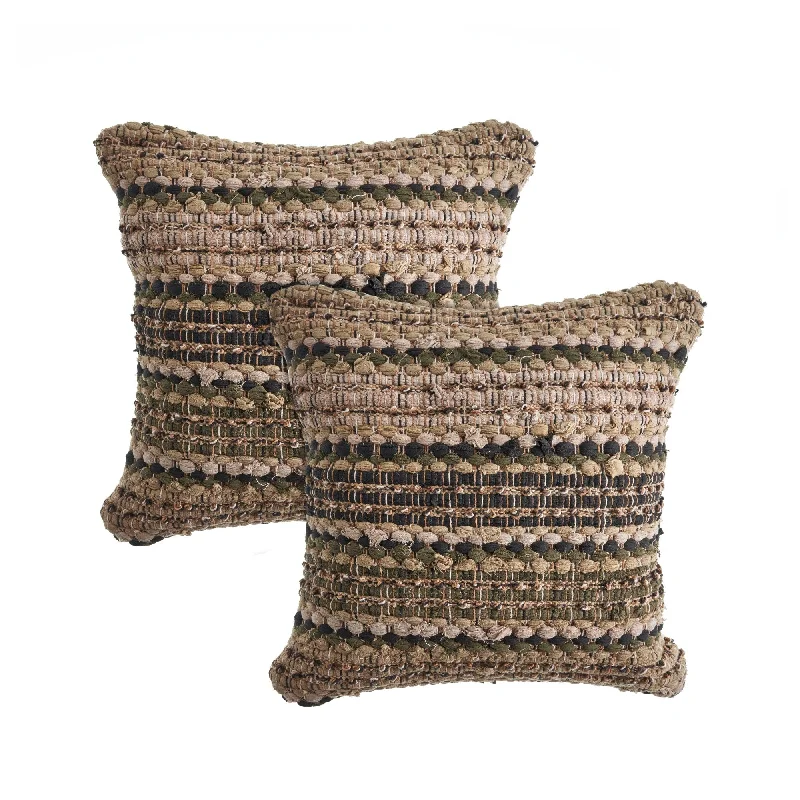 Sevita Coil Striped Chindi Cotton Throw Pillow, Set of 2