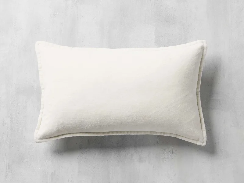 Stone Washed Velvet Lumbar Pillow Cover in Ivory