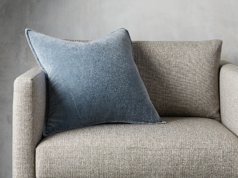 Stone Washed Velvet Pillow in Denim