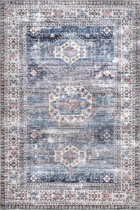 Allison Faded Washable Rug | Blue