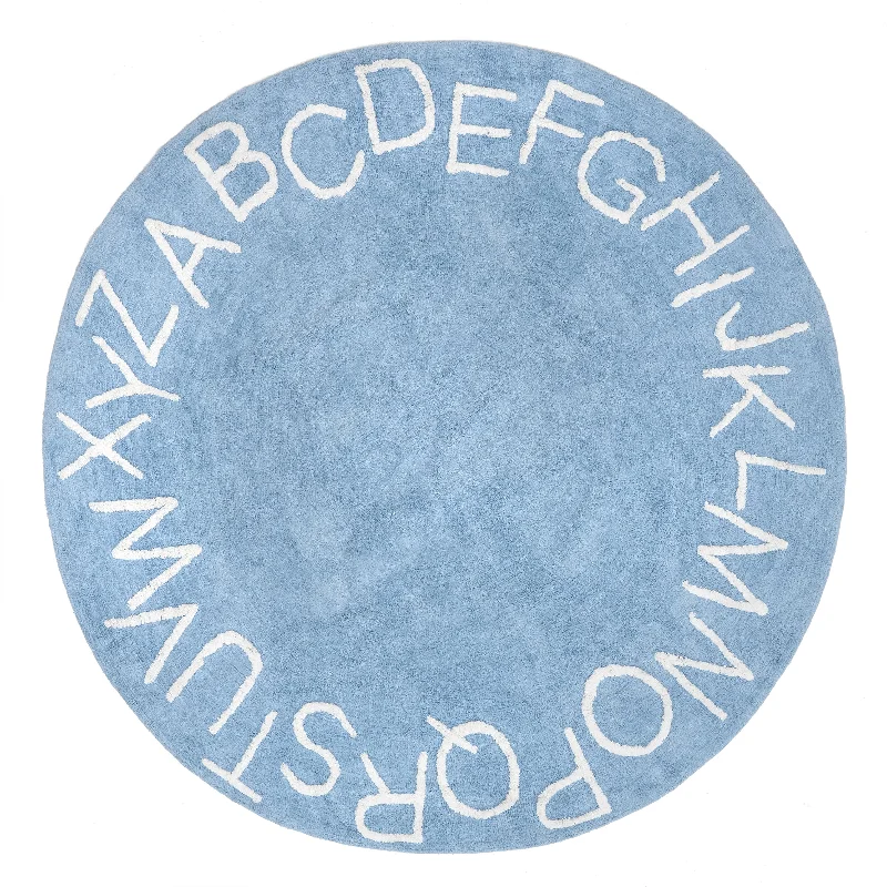 Alphabet Nursery Washable Rug | Light Blue