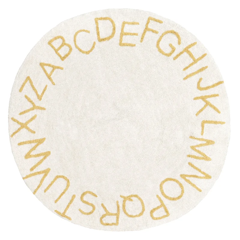 Alphabet Nursery Washable Rug | Light Yellow