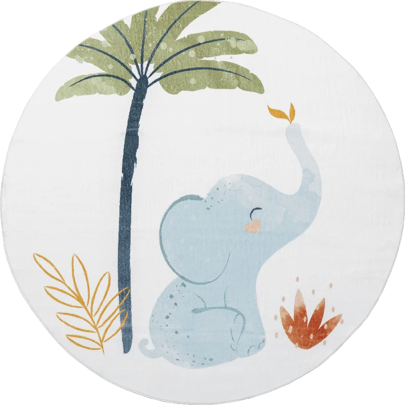 Aprilette Elephant Kids Washable Rug | Multicolor