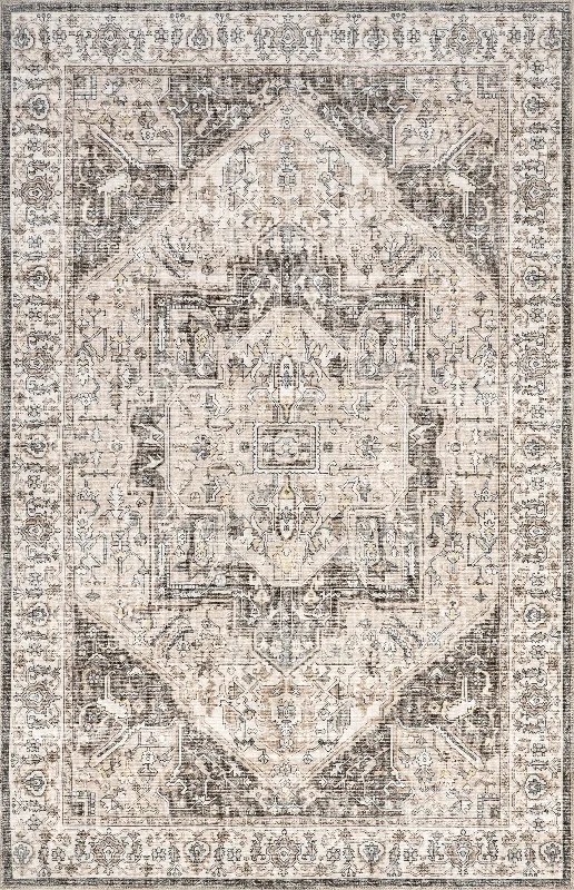 Atrium Medallion Washable Rug | Brown