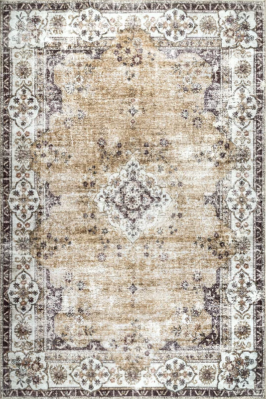 Audrina Persian Washable Rug | Light Orange