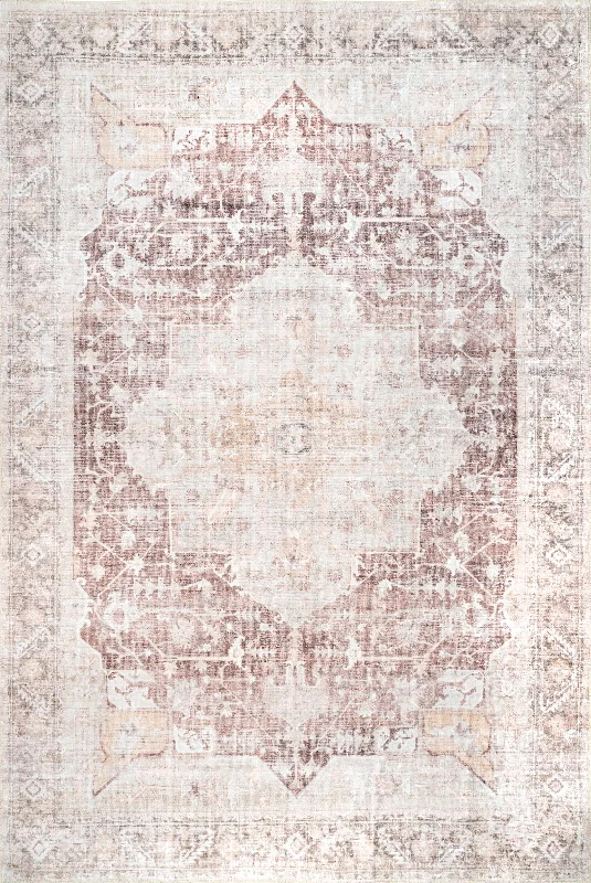 Ava Vintage Persian Washable Rug | Pale Pink