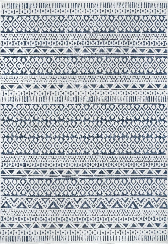 Avery Banded Textured Indoor/Outdoor Rug | Blue