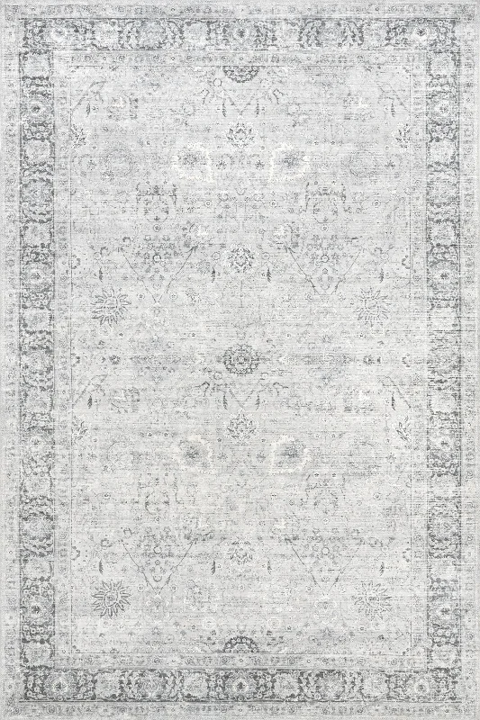 Bayberry Vintage Washable Rug | Light Grey