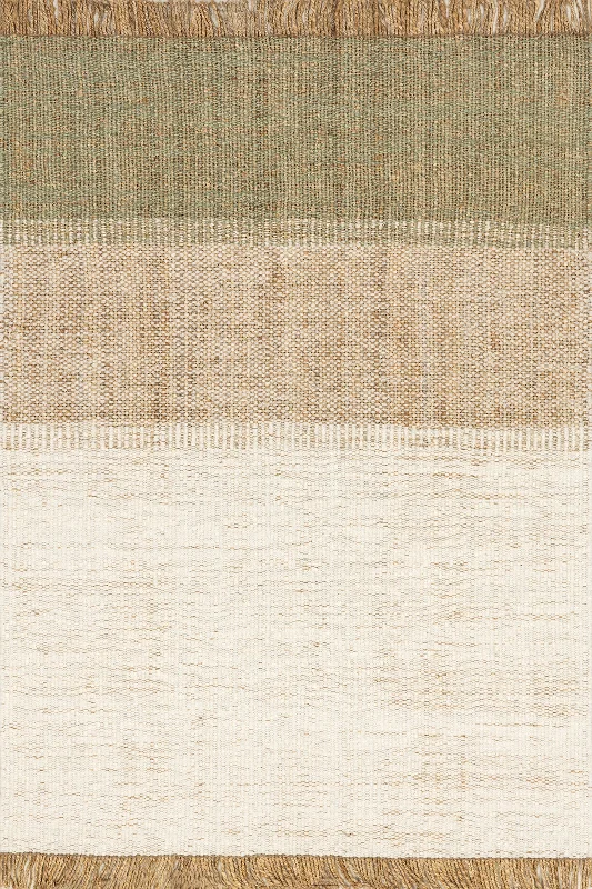 Belinda Striped Fringed Rug | Mint Green