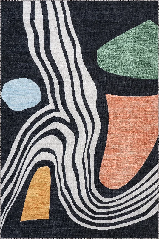 Benedetta Washable Geode Shapes Rug | Navy