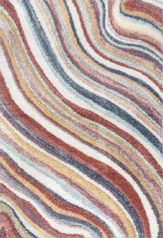 Brielle Modern Ripples Rug | Rust