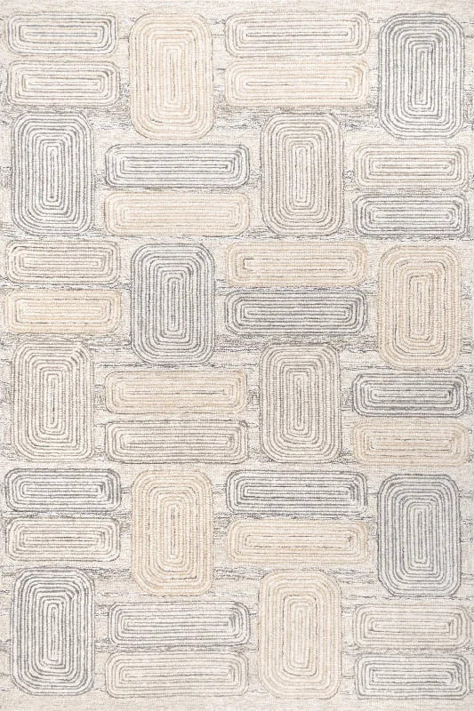 Charlotte Wool Tiled Rug | Beige