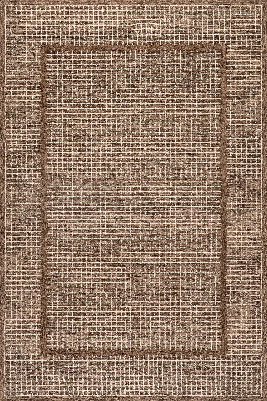 Chessie Checked Wool Rug | Brown