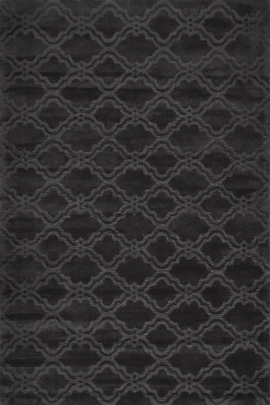 Double Carved Trellis Rug | Charcoal