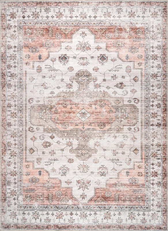 Francis Cartouche Medallion Washable Rug | Beige