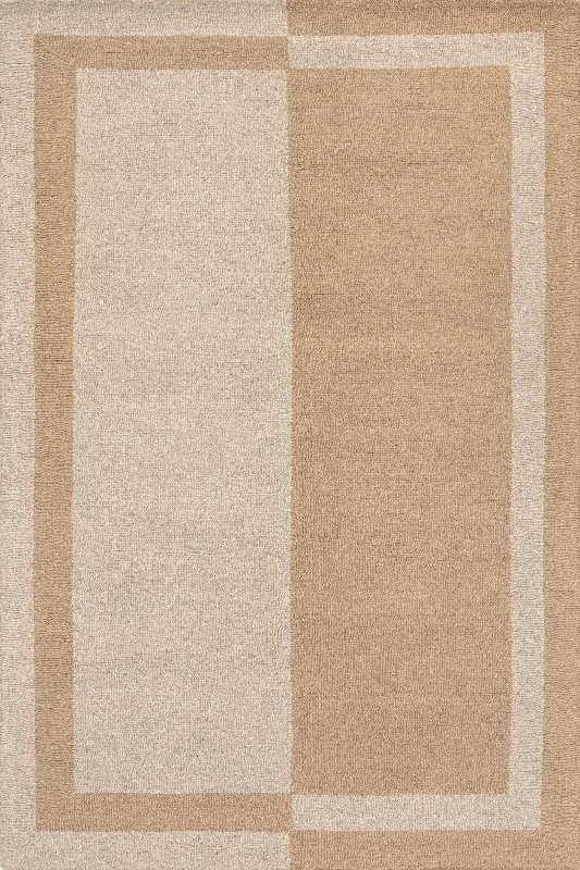 Gino Two-Tone Bordered Wool Rug | Beige