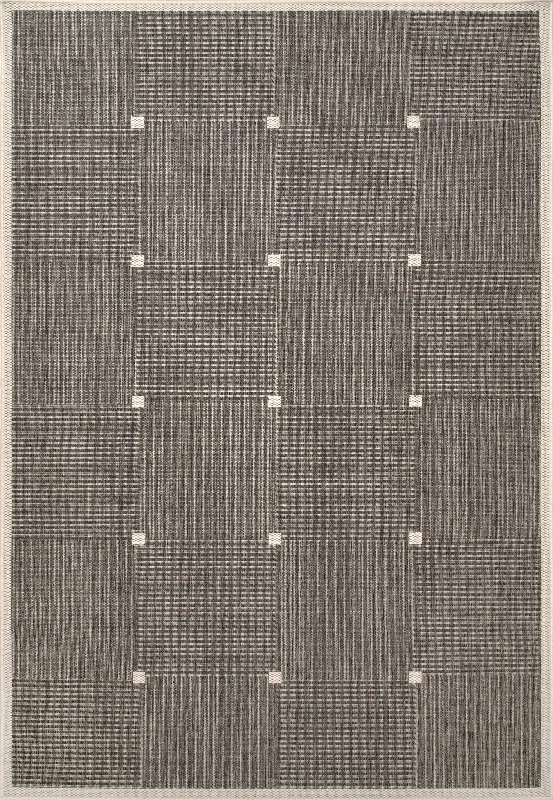 Glen Check Outdoor Rug | Dark Grey