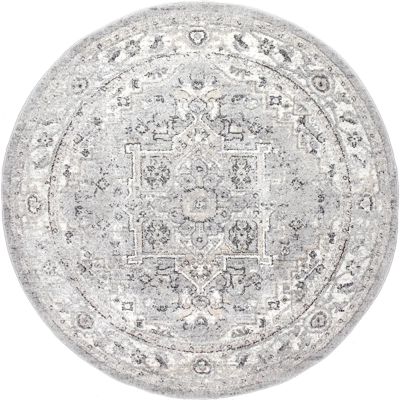 Harley Vintage Medallion Rug | Light Grey