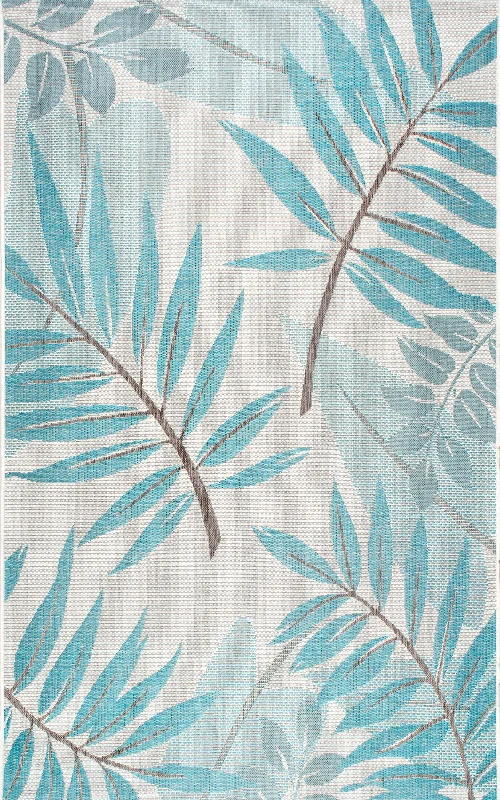 Indoor/Outdoor Modern Leaves Rug | Turquoise