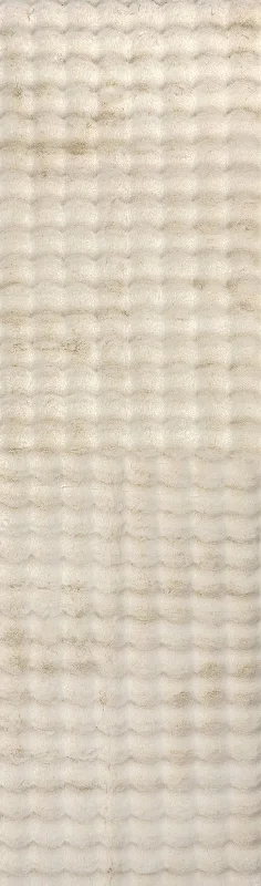 Ivana Checkered Plush Cloud Washable Rug | Beige