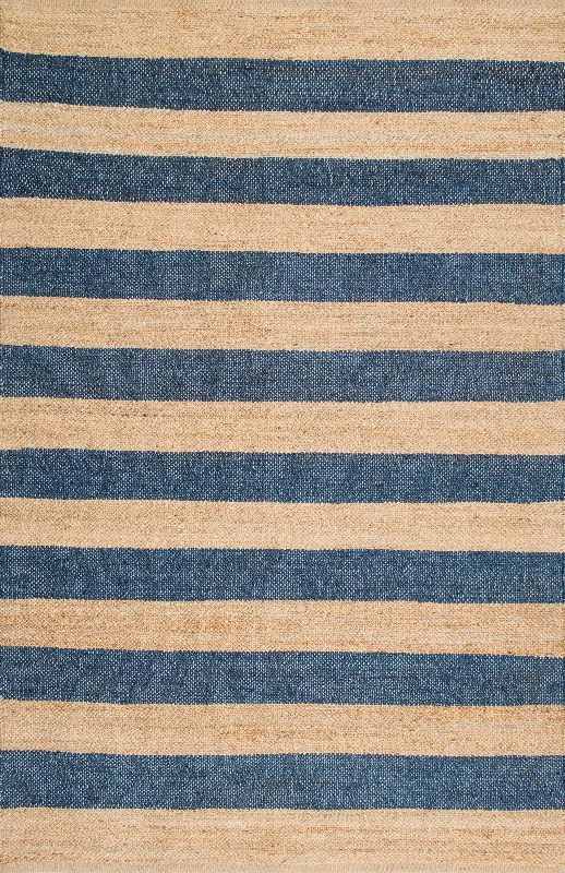 Jute And Denim Even Stripes Rug | Denim