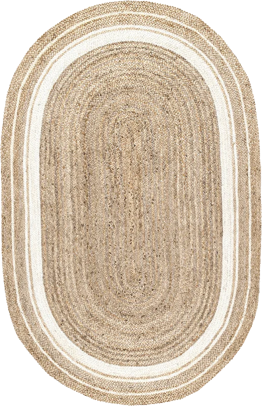 Jute Braided Saturn Border Rug | Off White