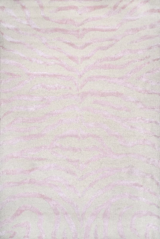 Kylie Wool-Blend Zebra Rug | Pink