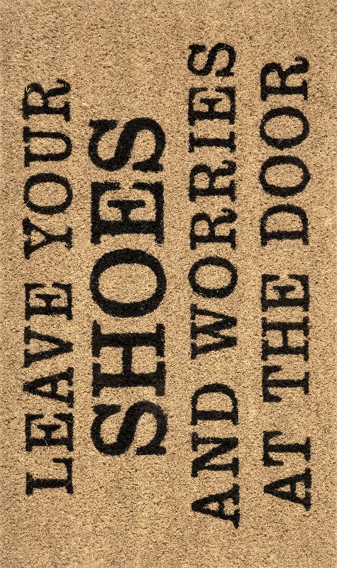 Leave Shoes and Worries Coir Doormat | Natural