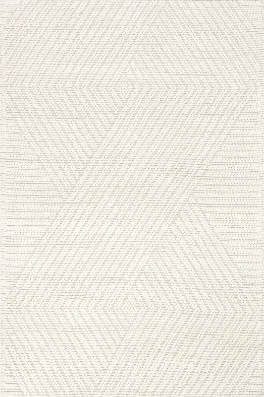 Letha Geometric Wool Rug | Ivory