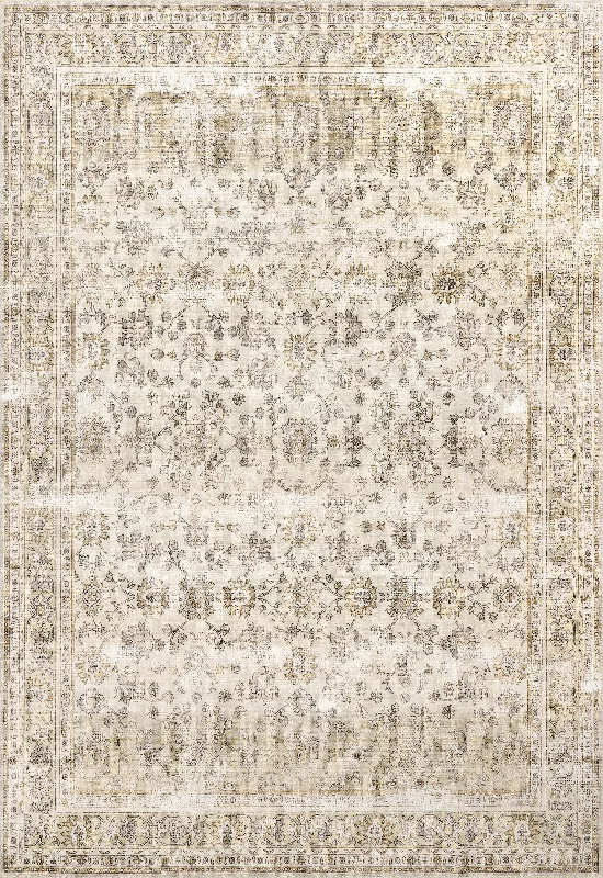 Meena Fading Garden Washable Rug | Beige