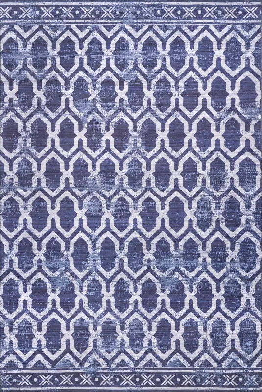 Megan Trellis Washable Indoor/Outdoor Rug | Blue