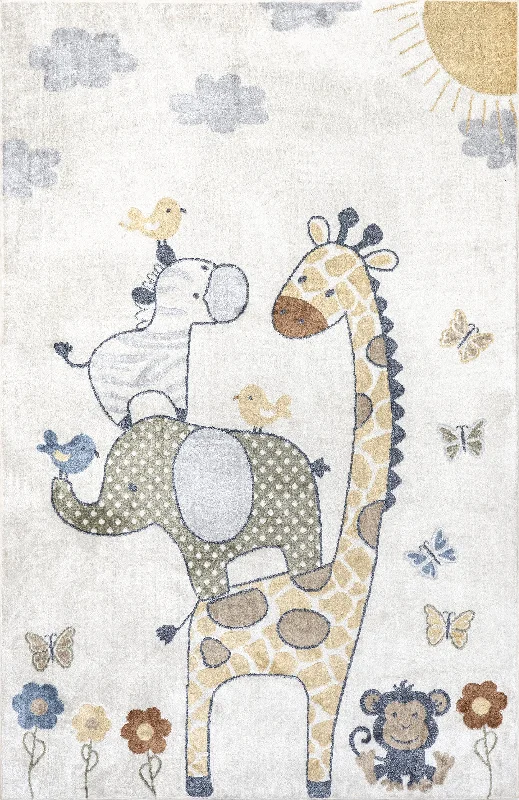 Monika Kids Animal Friends Rug | Light Beige