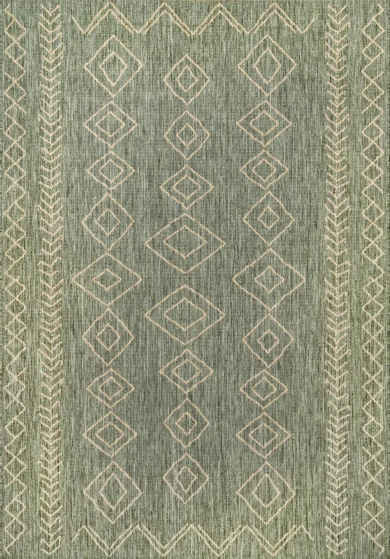 Moroccan Diamonds Indoor/Outdoor Rug | Sage Green