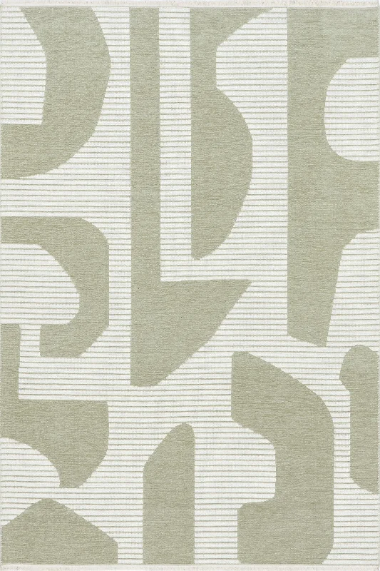 Olaya Abstract Reversible Washable Rug | Light Green