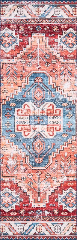 Oriental Medallion Washable Rug | Rust