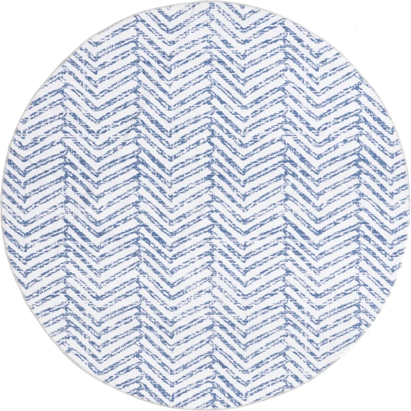 Reverse Herringbone Washable Rug | Blue