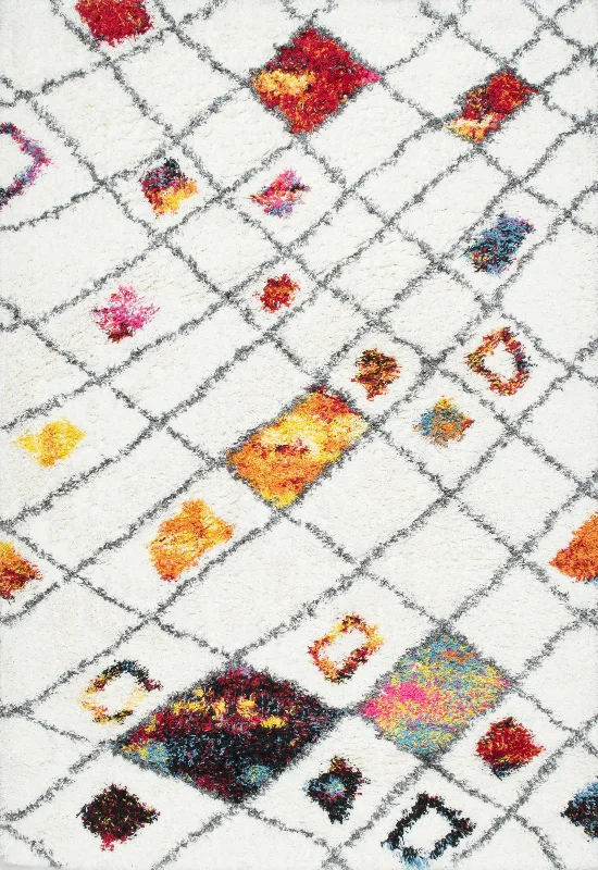 Shaggy Lattice Rug | Multicolor