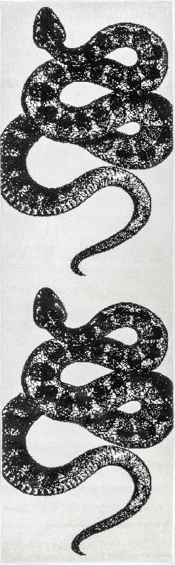 Simple Serpent Rug | Black & Off White