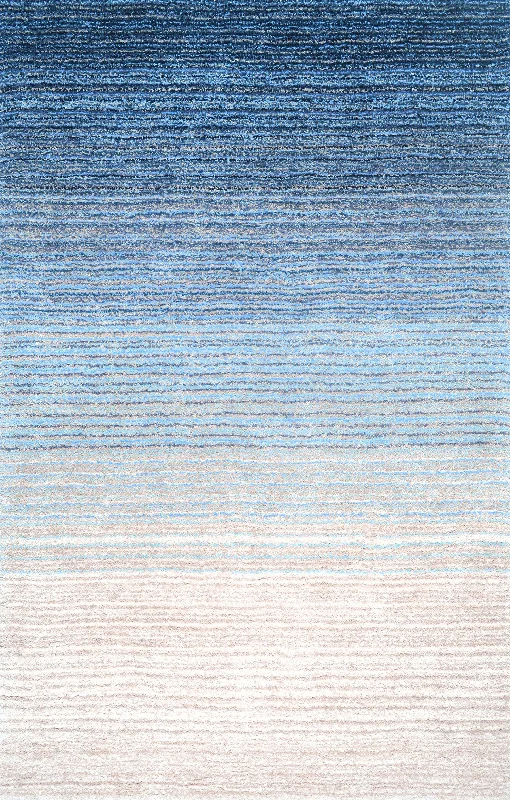 Striped Shaggy Rug | Blue