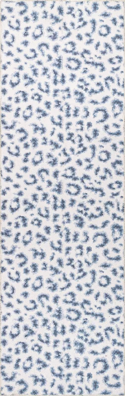 Tessa Leopard Washable Rug | Blue