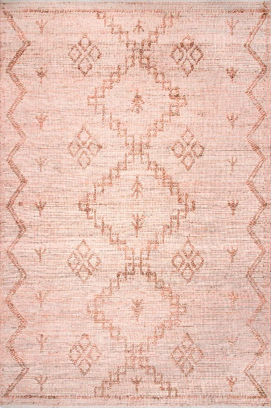 Textured Moroccan Jute Rug | Pink