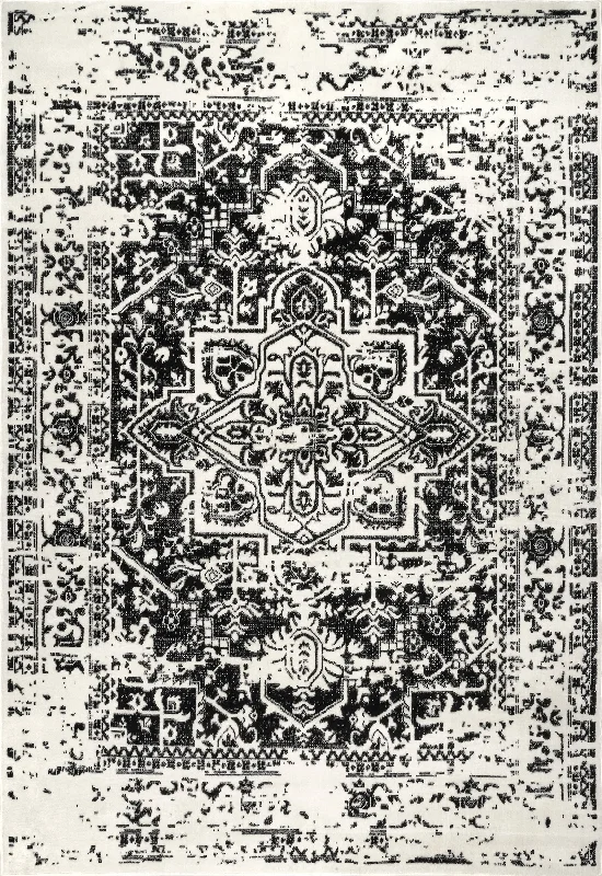 Vera Vintage Medallion Rug | Black And White