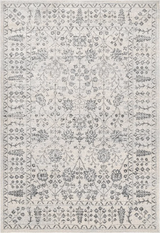 Vintage Floral Rug | Silver