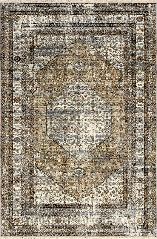 Vintage Medallion Fringe Rug | Light Brown