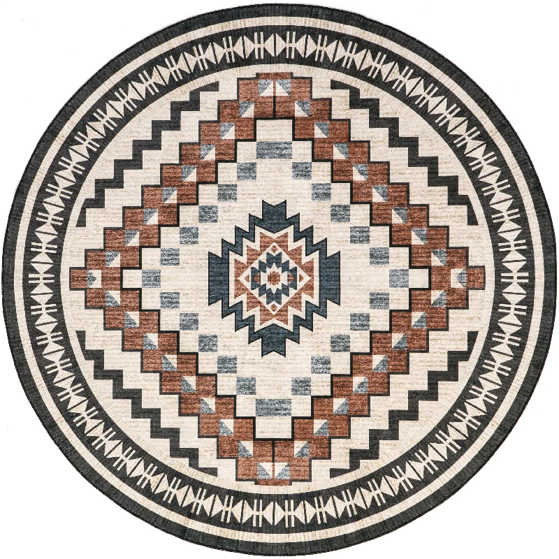 Violeta Timeless Medallion Washable Rug | Beige