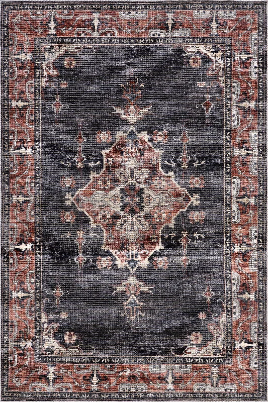 Wild Orchid Washable Rug | Charcoal